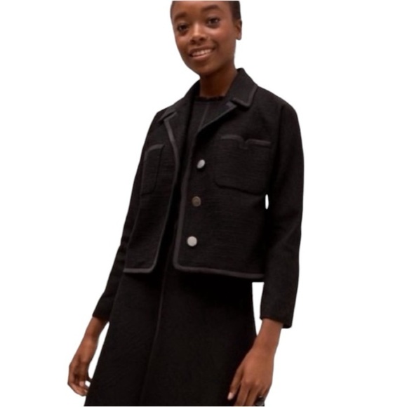 KATE SPADE Black Tweed Cropped Jacket - Picture 1 of 6